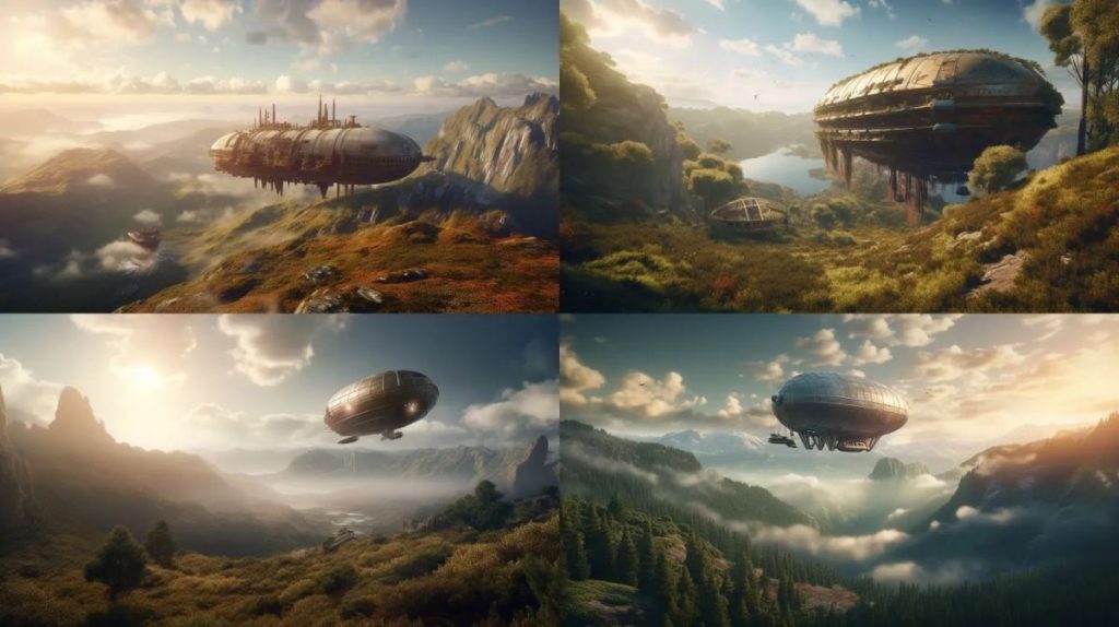 terragen landscape with airship sky pirates, ultra realistic 8k photograph hdr --ar 16:9 --v 5 --q 2 --s 250